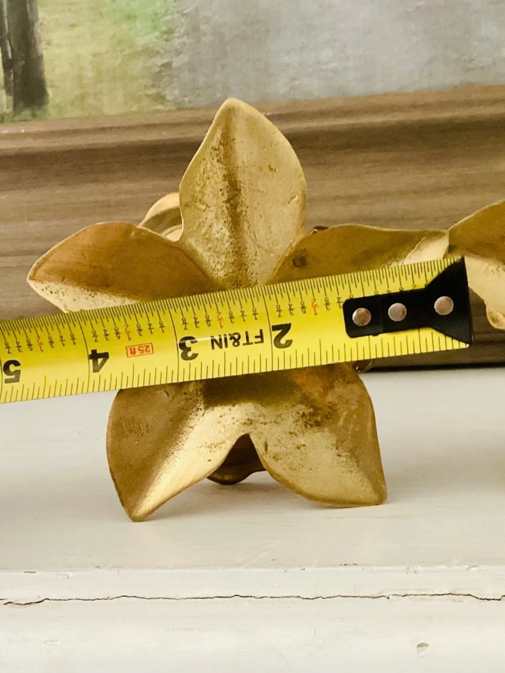 Set of 2 Solid Brass Lotus Flowers Taper Candle Holders MCM Vintage Decor Metal